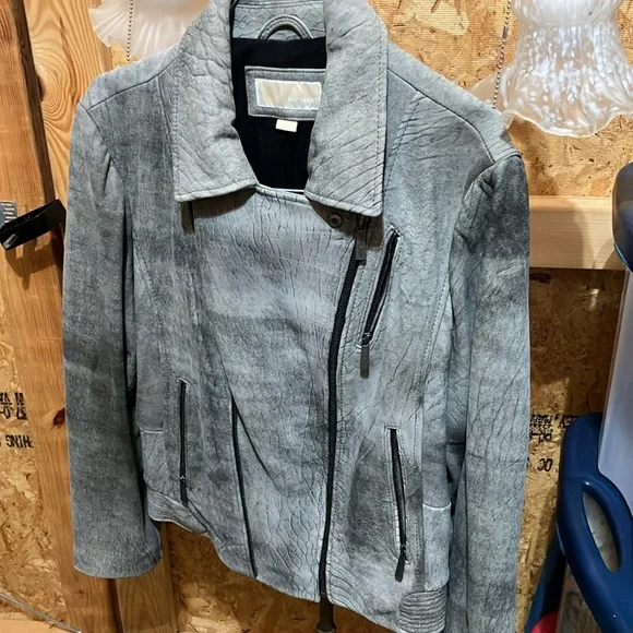 Michael Kors Moto Grey Leather Jacket Size XXL Price Drop❣️❣️❣️ - Picture 2 of 9